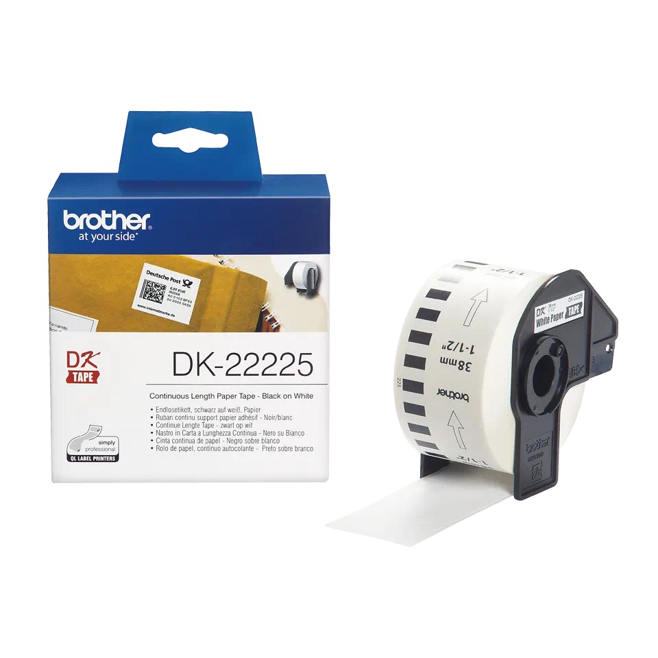 DK22225 BROTHER White Continuous Paper Tape (38mm x 30.48m)