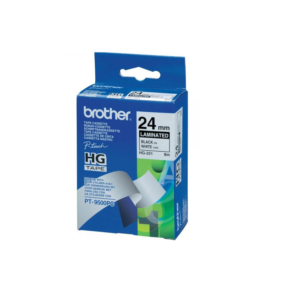 HG251 24mm BLACK ON WHITE 8m HIGH RESOLUTION BROTHER P-TOUCH TAPE (ΝΟΤ ΤΖε)