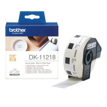 DK11218(D) BROTHER Round Labels 1000/Roll (24mm Diameter)