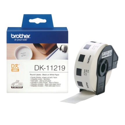 DK11219(D) BROTHER 1/2" White Round Paper Labels 1200/Roll (12mm)