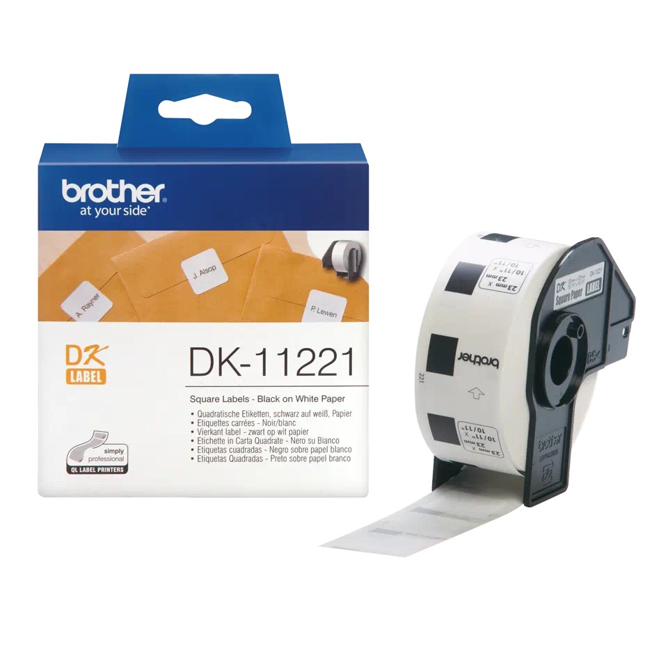 DK11221(D) BROTHER SQUARE Labels 1000/Roll (23mm Diameter)