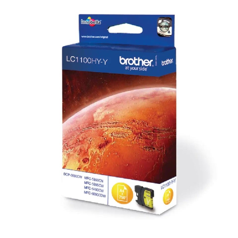 LC1100HYY BROTHER YELLOW INK 750P HIGH YIELD DCP6690-MFC5890/5895/6490/6890