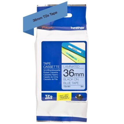 TZe561 36mm Black On Blue Tape