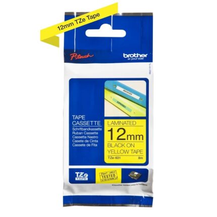 TZe631 12mm BLACK ON YELLOW 8m BROTHER P-TOUCH TAPE