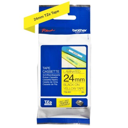 TZe651 24mm BLACK ON YELLOW 8m BROTHER P-TOUCH TAPE
