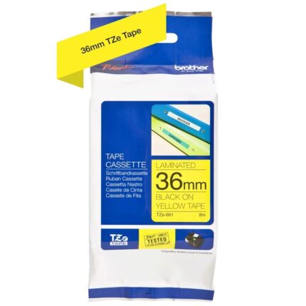 TZe661(D) 36mm BLACK ON YELLOW 8m BROTHER P-TOUCH TAPE
