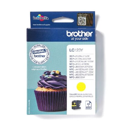 LC123Y BROTHER YELLOW INK 600P DCPJ4110/132/152/172/552/752