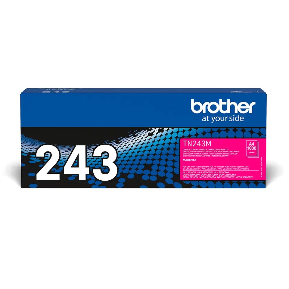 TN243M BROTHER MAGENTA TONER 1000P HLL3210/L3230/L3270/DCPL3510/L3550/MFCL3730/L3750/L3770