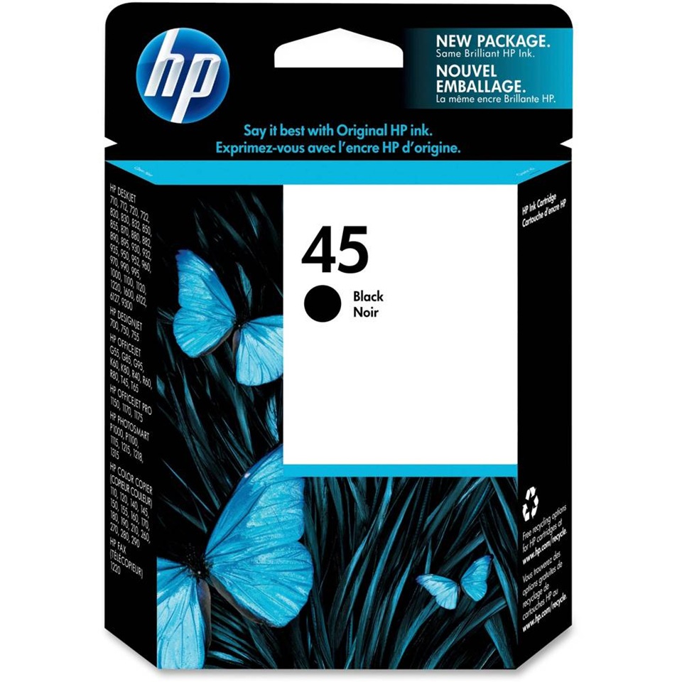 51645AE HP45A BLACK INK 42ml 930P DJ 700/750/755/1000/1100c/1120/1125c/1180C