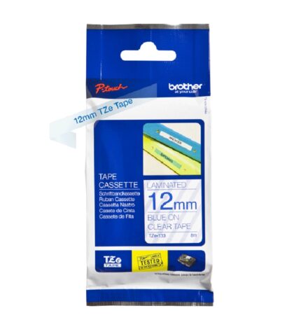 TZe133 (S) 12mm BLUE ON CLEAR 8m BROTHER P-TOUCH TAPE