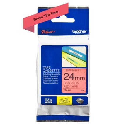 TZE451(D) 24mm BLACK ON RED BROTHER P-TOUCH TAPE